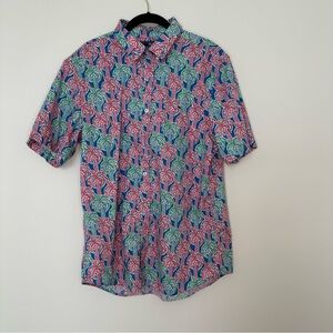 Vineyard Vines- Men’s Button Up Palm Trees/Colorful Patterned Men's Shirt-Large